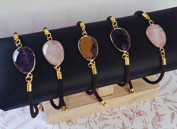 Bracelets en cordon - Pierre Naturelle & finition dorée