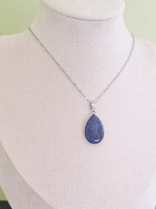 20251110_124012 Collier goutte Lapis-Lazuli sur chaine couleur argent