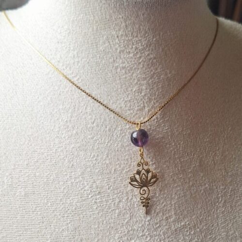 Collier Lotus Zen & Améthyste Véritable