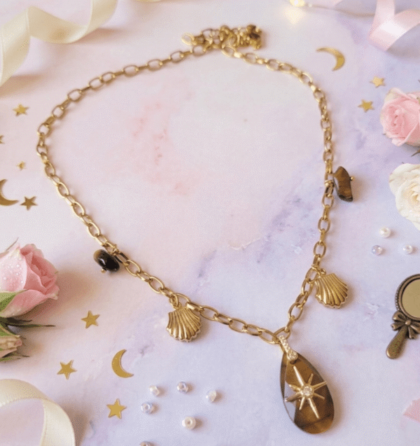 Collier "Amulette Solaire" – Œil de Tigre Protecteur