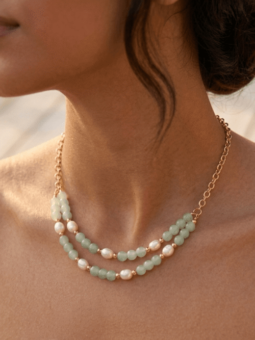 Aventurine Collier Double Rang Chloé – Aventurine Divine & Perles d'Eau Douce