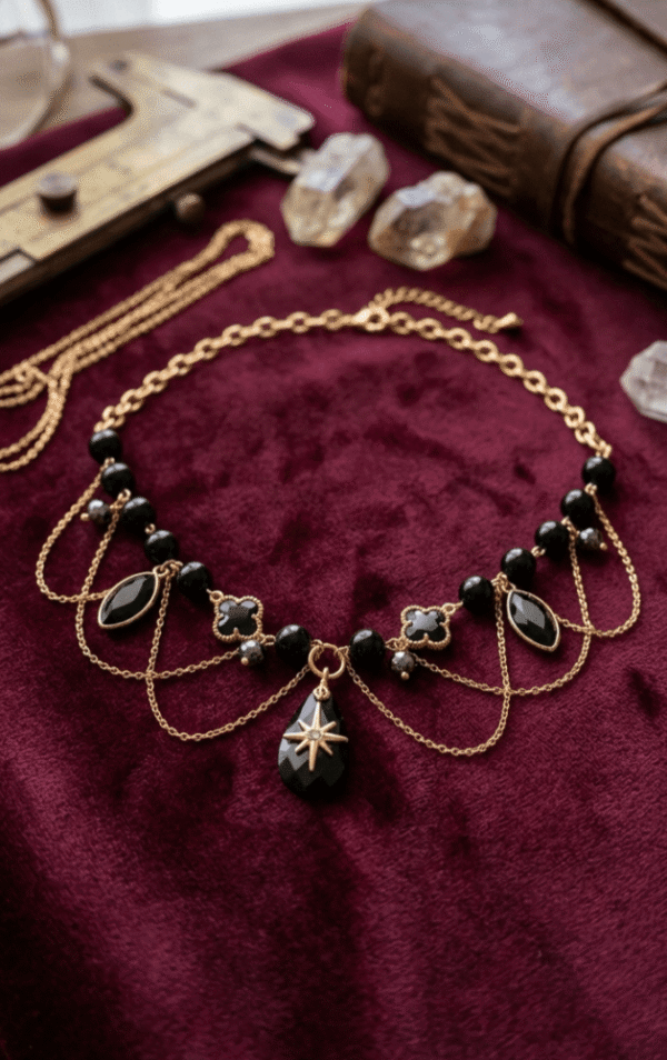 Baroque Gothique « Victoria » – Obsidienne et Hématite