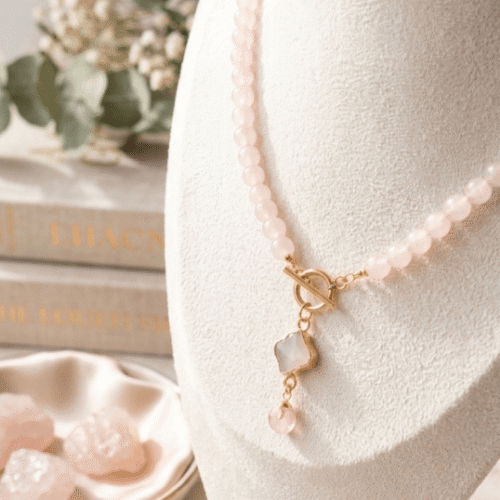 quartz rose Collier Douceur d'Éden