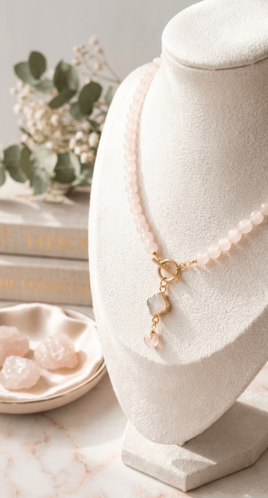 quartz rose Collier Douceur d'Éden