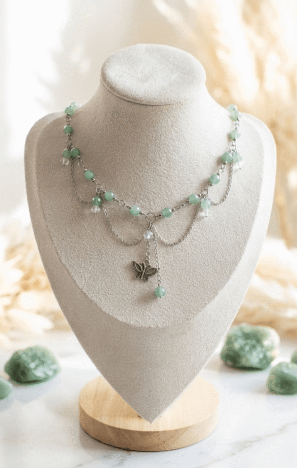 Aventurine Collier Nymphe Verte – Aventurine Sauvage & Papillon