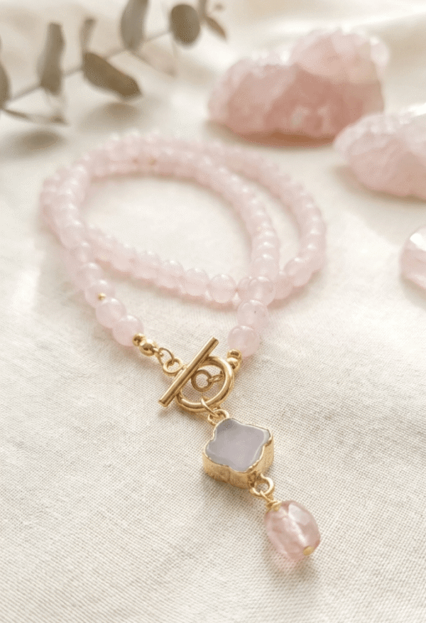 quartz rose Collier Douceur d'Éden