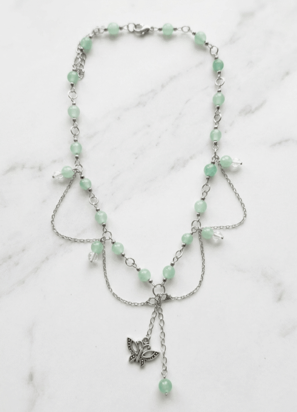 Aventurine Collier Nymphe Verte – Aventurine Sauvage & Papillon
