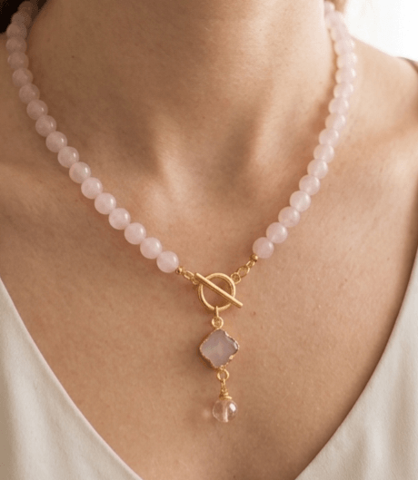 quartz rose Collier Douceur d'Éden