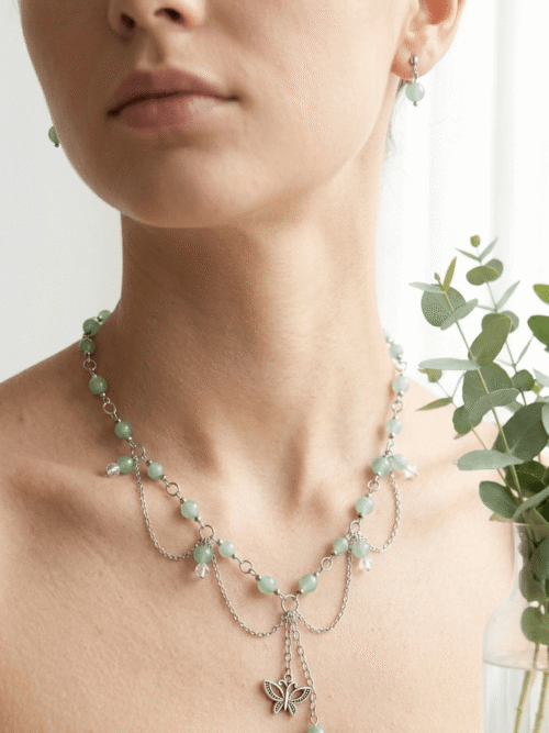 Aventurine Collier Nymphe Verte – Aventurine Sauvage & Papillon