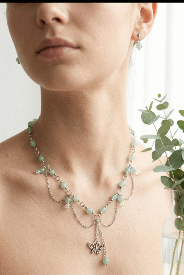 Aventurine Collier Nymphe Verte – Aventurine Sauvage & Papillon