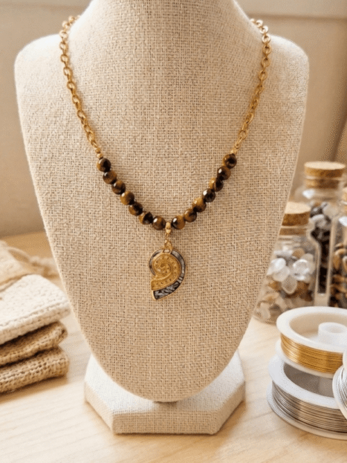 Oeil de Tigre Éclat Bohème en Œil de Tigre & Nacre Abalone Sauvage