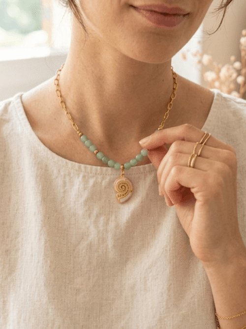Aventurine Collier Dolce Vita – Douceur Bohème en Aventurine Verte