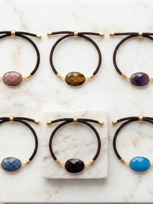 Énergie Nomade : Le Bracelet Cordon Ajustable aux Pierres Facettées