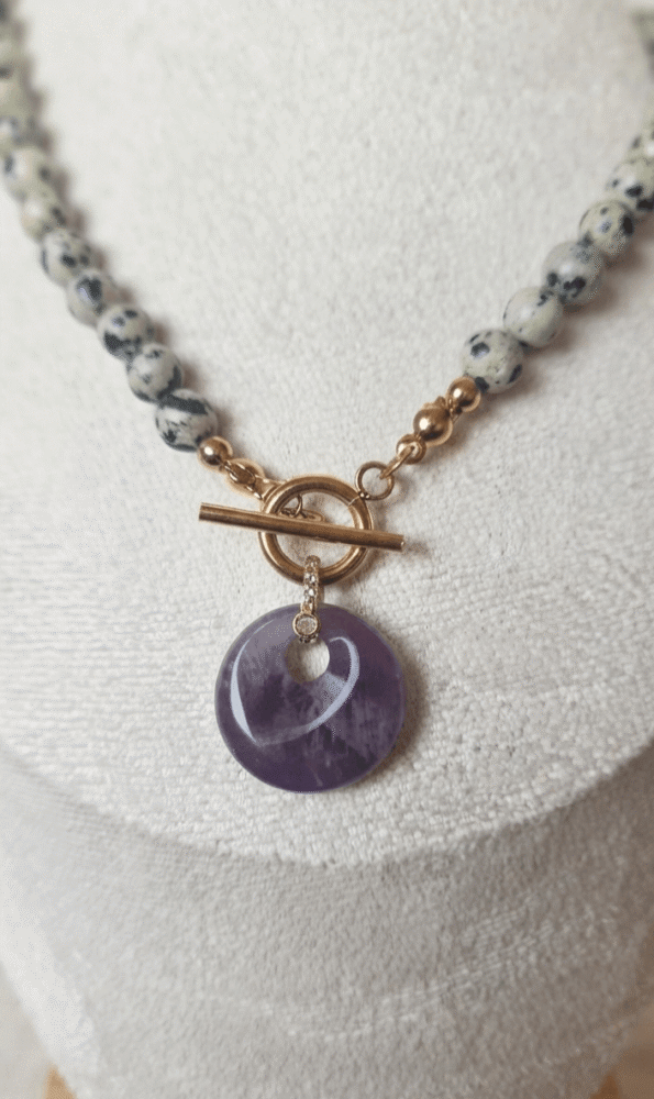 Collier Bohème Âme Sauvage - Jaspe Dalmatien & Améthyste