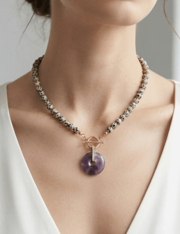 Collier Bohème Âme Sauvage - Jaspe Dalmatien & Améthyste