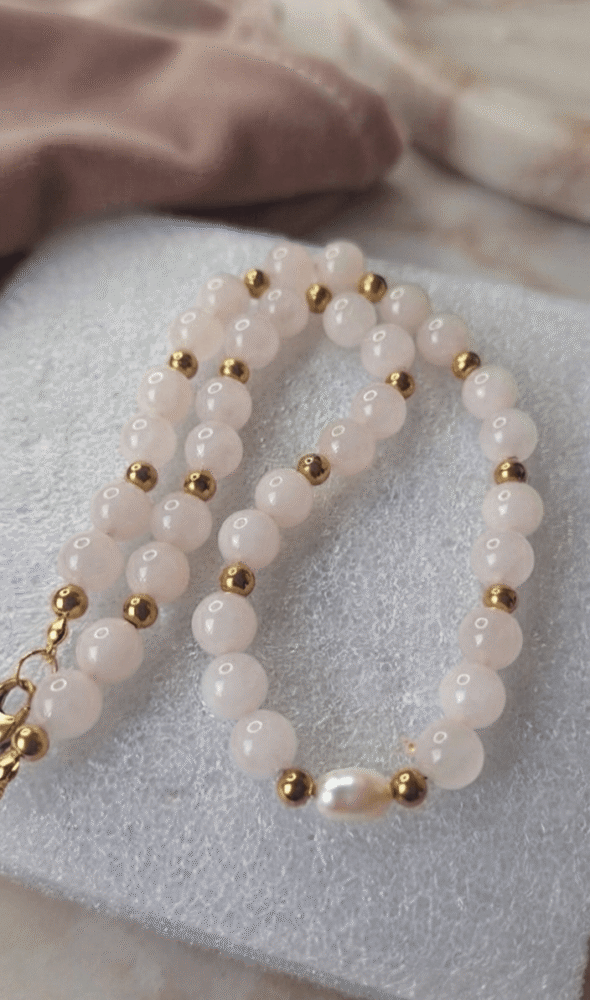 quartz rose Collier Rose Tendre