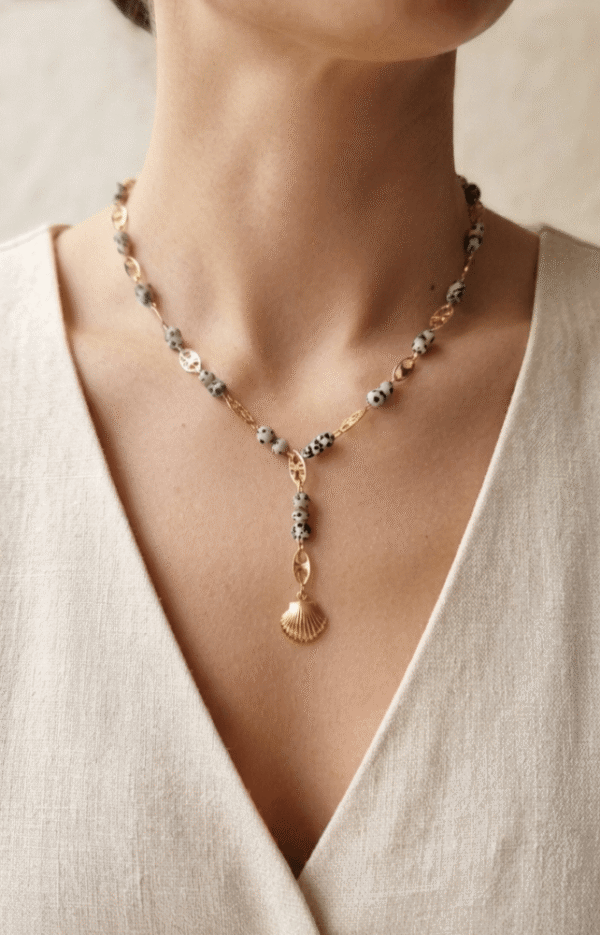 Jaspe Dalmatien Collier Lariat Bohème - Écume Sauvage