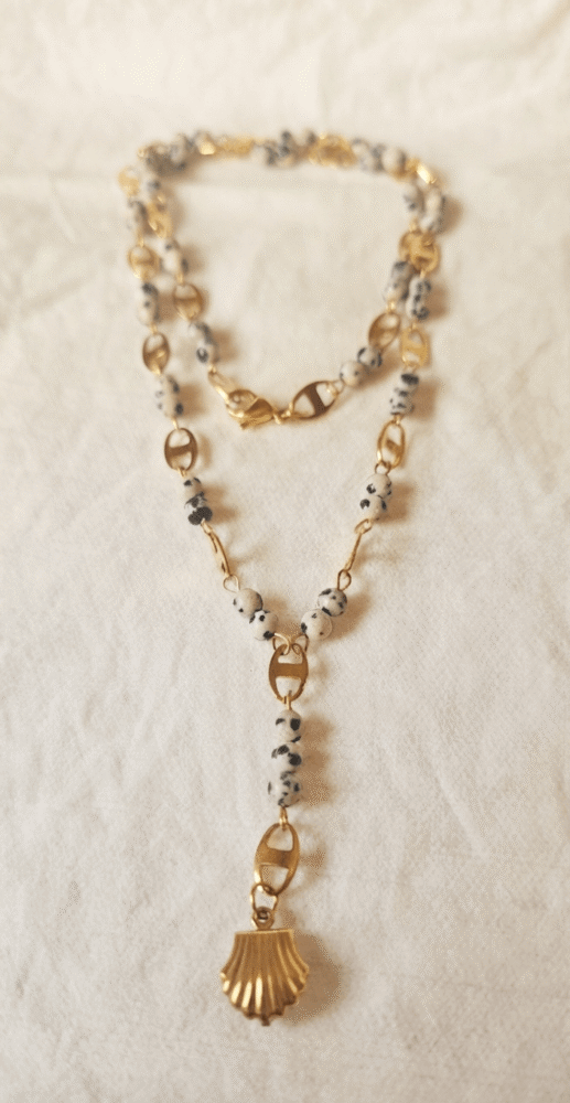 Jaspe Dalmatien Collier Lariat Bohème - Écume Sauvage