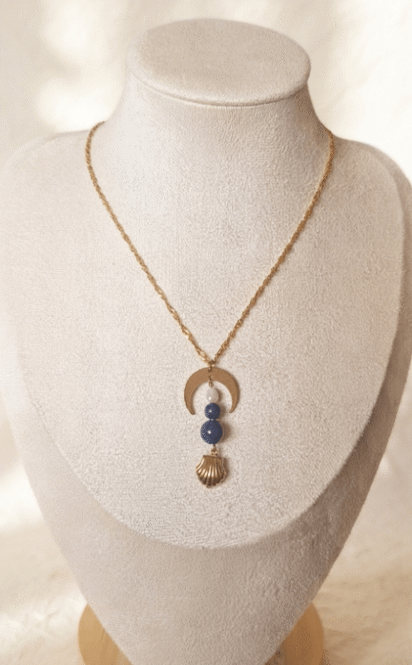 Lapis Lazuli Collier Pendentif Séléné - Nuit Étoilée