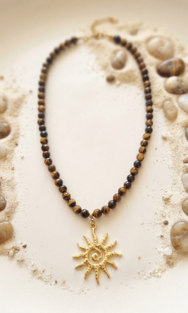 Collier Aura Solaire & Perles Terres Chaudes