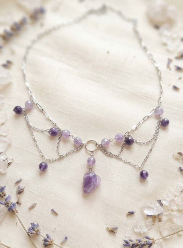 Collier Voile Mystique & Éclat Pourpre