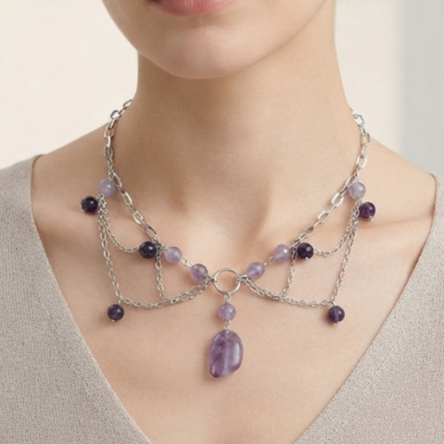 Collier Voile Mystique & Éclat Pourpre