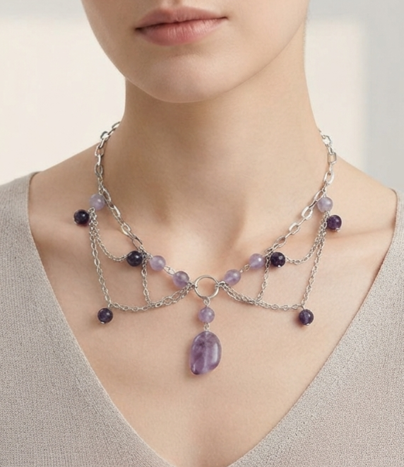 Collier Voile Mystique & Éclat Pourpre