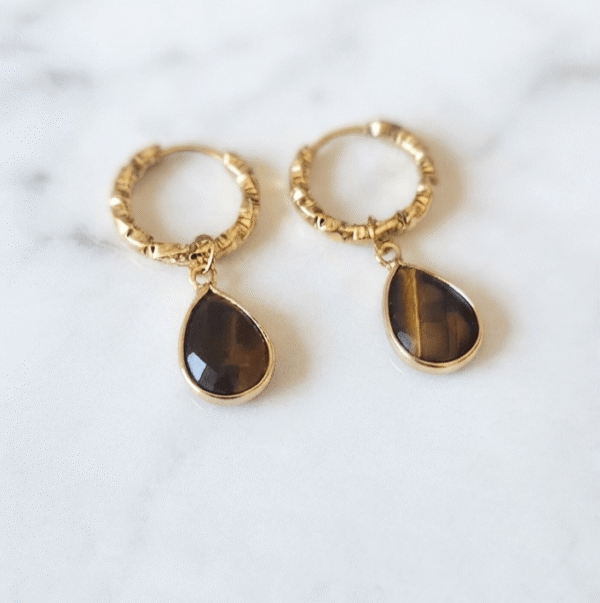 Oeil de Tigre Boucles d'oreilles Regard Sauvage