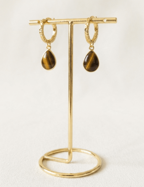 Oeil de Tigre Boucles d'oreilles Regard Sauvage
