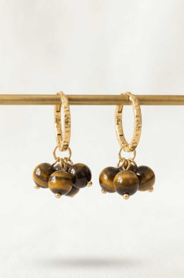 Oeil de Tigre Boucles d'oreilles Cascade Solaire