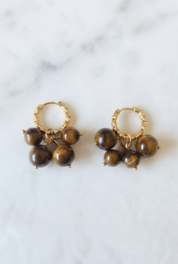 Oeil de Tigre Boucles d'oreilles Cascade Solaire