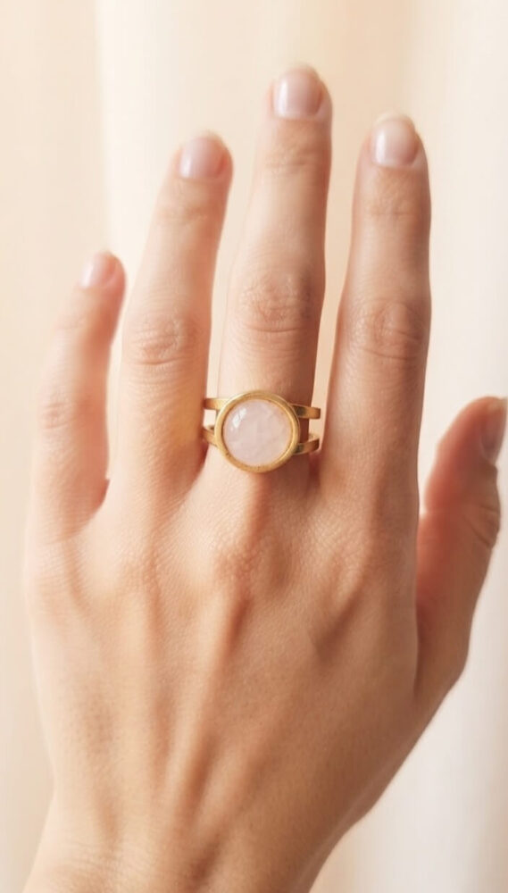 quartz rose Bague Quartz Rose
