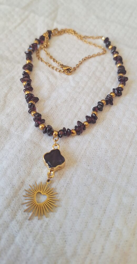 Collier en Grenat Rouge & Améthyste -Harmonie Précieuse