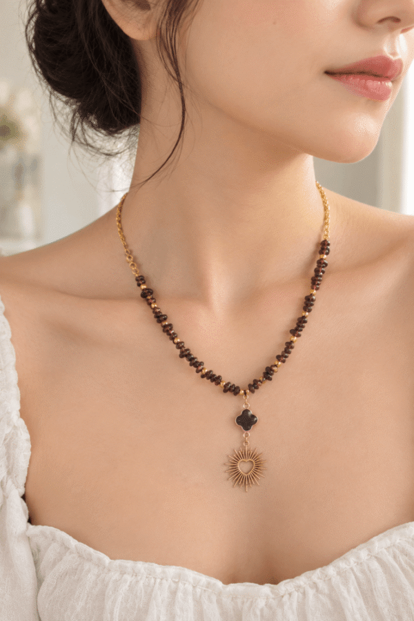 Collier en Grenat Rouge & Améthyste -Harmonie Précieuse